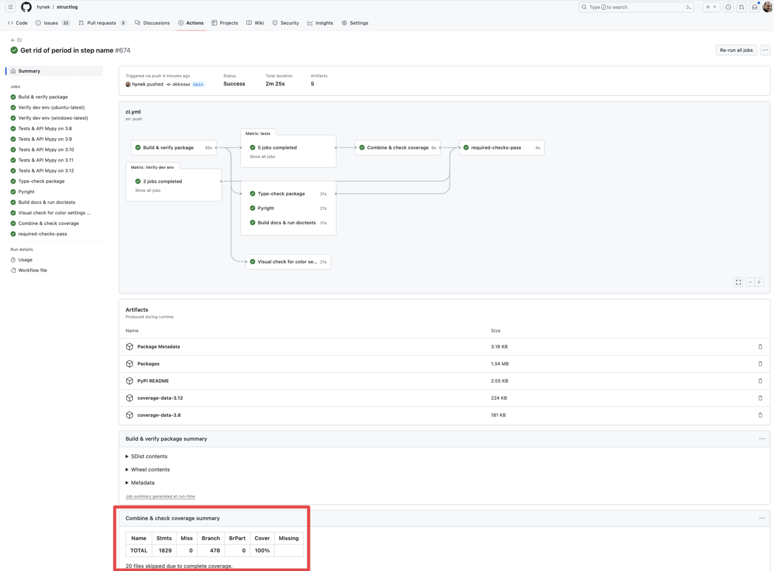 The workflow summary with a plain-text report.