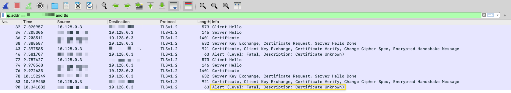 Wireshark showing me the culprit.